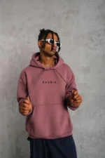 Erkek Astronot Baskılı Kapüşonlu Sweat - Gül Kurusu - Görsel 2