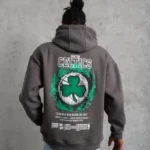 Erkek Baskılı Kapüşonlu Ve Kordon İpli Sweat - Gri