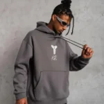 Erkek Baskılı Kapüşonlu Sweat - Gri