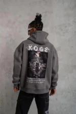 Erkek Baskılı Kapüşonlu Sweat - Gri - Görsel 3