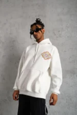 Erkek Kilim Desen Kapüşonlu Sweat- Beyaz - Görsel 2