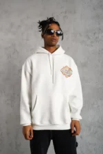 Erkek Kilim Desen Kapüşonlu Sweat- Beyaz - Görsel 4