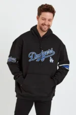 Erkek Baskılı Kapşonlu Üç Iplik Oversize Sweatshirt - Siyah - Görsel 2