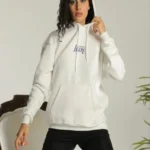 24 Sırt Baskılı Ovresize Üç İplik Kapüşonlu Sweatshirt - Beyaz