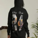 Baskılı Oversize Üç İplik Kapüşonlu Sweatshirt - Siyah