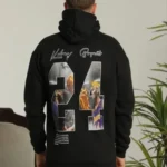 Erkek Baskılı Oversize Üç İplik Kapüşonlu Sweatshirt - Siyah