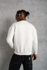 Erkek Düz Bisiklet Yaka Sweat - Beyaz - Görsel 2