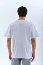 Unisex Oversize Düz Bisiklet Yaka T-Shirt - Beyaz - Görsel 2