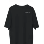 Unisex Bisiklet Yaka Baskılı Oversize T-Shirt - Siyah