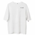 Unisex Bisiklet Yaka Baskılı Oversize T-Shirt - Beyaz