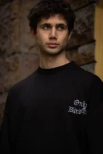 Unisex Bisiklet Yaka Baskılı Oversize T-Shirt - Siyah - Görsel 2