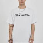 Unisex Bisiklet Yaka Baskılı Oversize T-Shirt - Beyaz