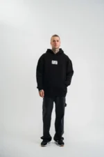 Unisex Kapşonlu Uzun Kol Patchli Nakışlı SweatShirt - Siyah - Görsel 3