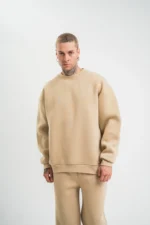Uzun Kol Bisiklet Yaka Basic SweatShirt - Bej