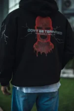 Üç İplik Kapüşonlu Baskılı Oversize SweatShirt- Siyah - Görsel 2