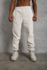 Erkek Üç İplik Alt Eşofman Lastikli - Beyaz - Görsel 2