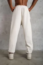 Erkek Üç İplik Alt Eşofman Lastikli - Beyaz - Görsel 4