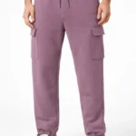 Erkek Baggy Üç İplik Kargo Cepli Eşofman Ayarlanabilir Paça Beli İpli Pantolon - Gül Kurusu