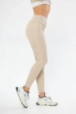 Kışlık Yüksek Bel Toparlayicı Ve Sıkılaştırıcı Likralı Şardonlu Tayt - Bej - Görsel 2