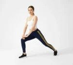 Likralı Yan Sarı Şeritli Detaylı Tayt - Siyah - Görsel 3