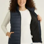 Şişme Fermuarlı Yelek Su Itici Kapitone Astarlı Kumaş Cepli Hafif Kışlık Spor Rahat Kalıp - Lacivert