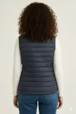 Şişme Fermuarlı Yelek Su Itici Kapitone Astarlı Kumaş Cepli Hafif Kışlık Spor Rahat Kalıp - Lacivert - Görsel 4