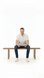 Erkek Pike Kumaş Düğmeli Yaka Regular Fit Günlük Kısa Kol Tişört T-shirt - Beyaz - Görsel 3