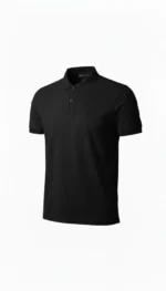 Erkek Pike Kumaş Düğmeli Yaka Regular Fit Günlük Kısa Kol Tişört T-shirt - Siyah