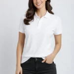 Pike Kumaş Düğmeli Yaka Regular Rahat Günlük Kısa Kol Tişört T-shirt - Beyaz