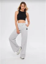 İki Iplik Bol Paça Eşofman Pantalon - Gri - Görsel 2