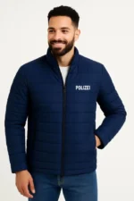 Erkek Mikro Su İtici Kapitone Baskılı Astarlı Fermuarlı Bomber Mont - Lacivert