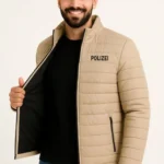 Erkek Mikro Su İtici Kapitone Baskılı Astarlı Fermuarlı Bomber Mont - Bej