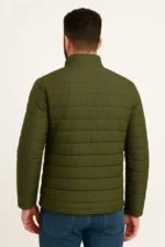 Erkek Mikro Su İtici Kapitone Baskılı Astarlı Fermuarlı Bomber Mont - Haki - Görsel 3