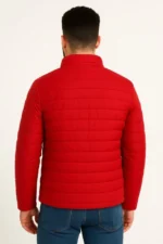 Erkek Mikro Su İtici Kapitone Baskılı Astarlı Fermuarlı Bomber Mont - Kırmızı - Görsel 2