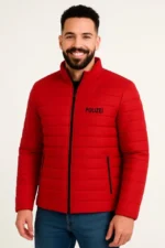 Erkek Mikro Su İtici Kapitone Baskılı Astarlı Fermuarlı Bomber Mont - Kırmızı - Görsel 3