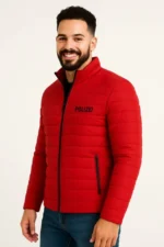 Erkek Mikro Su İtici Kapitone Baskılı Astarlı Fermuarlı Bomber Mont - Kırmızı - Görsel 4