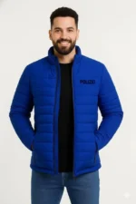 Erkek Mikro Su İtici Kapitone Baskılı Astarlı Fermuarlı Bomber Mont - Saks Mavisi - Görsel 2