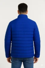 Erkek Mikro Su İtici Kapitone Baskılı Astarlı Fermuarlı Bomber Mont - Saks Mavisi - Görsel 3