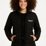 Mikro Su İtici Kapitone Baskılı Astarlı Fermuarlı Bomber Mont - Siyah