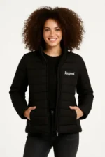 Mikro Su İtici Kapitone Baskılı Astarlı Fermuarlı Bomber Mont - Siyah