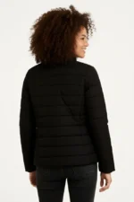 Mikro Su İtici Kapitone Baskılı Astarlı Fermuarlı Bomber Mont - Siyah - Görsel 2