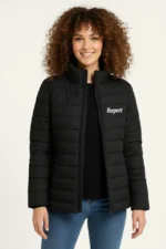 Mikro Su İtici Kapitone Baskılı Astarlı Fermuarlı Bomber Mont - Siyah - Görsel 3