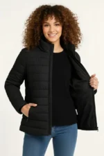 Mikro Su İtici Kapitone Baskılı Astarlı Fermuarlı Bomber Mont - Siyah - Görsel 4