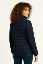 Mikro Su İtici Kapitone Baskılı Astarlı Fermuarlı Bomber Mont - Lacivert - Görsel 2