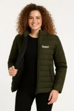 Mikro Su İtici Kapitone Baskılı Astarlı Fermuarlı Bomber Mont - Haki - Görsel 2