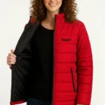 Mikro Su İtici Kapitone Baskılı Astarlı Fermuarlı Bomber Mont - Kırmızı