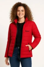 Mikro Su İtici Kapitone Baskılı Astarlı Fermuarlı Bomber Mont - Kırmızı - Görsel 3