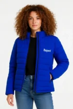 Mikro Su İtici Kapitone Baskılı Astarlı Fermuarlı Bomber Mont - Saks Mavisi