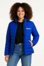 Mikro Su İtici Kapitone Baskılı Astarlı Fermuarlı Bomber Mont - Saks Mavisi - Görsel 2