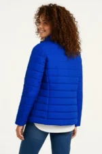 Mikro Su İtici Kapitone Baskılı Astarlı Fermuarlı Bomber Mont - Saks Mavisi - Görsel 3